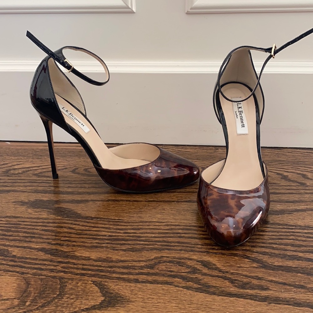 LK Bennet tortoise and black patent pumps
